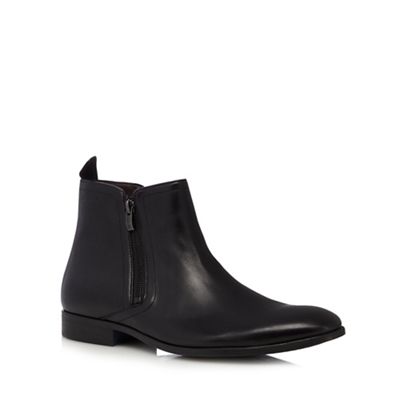 Black 'Banfield' leather double zip Chelsea boots